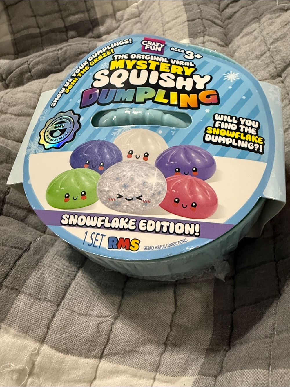 RARE and UNOPENED Mystery Squishy Dumpling Snowflake Edition Kids Toy - Blue